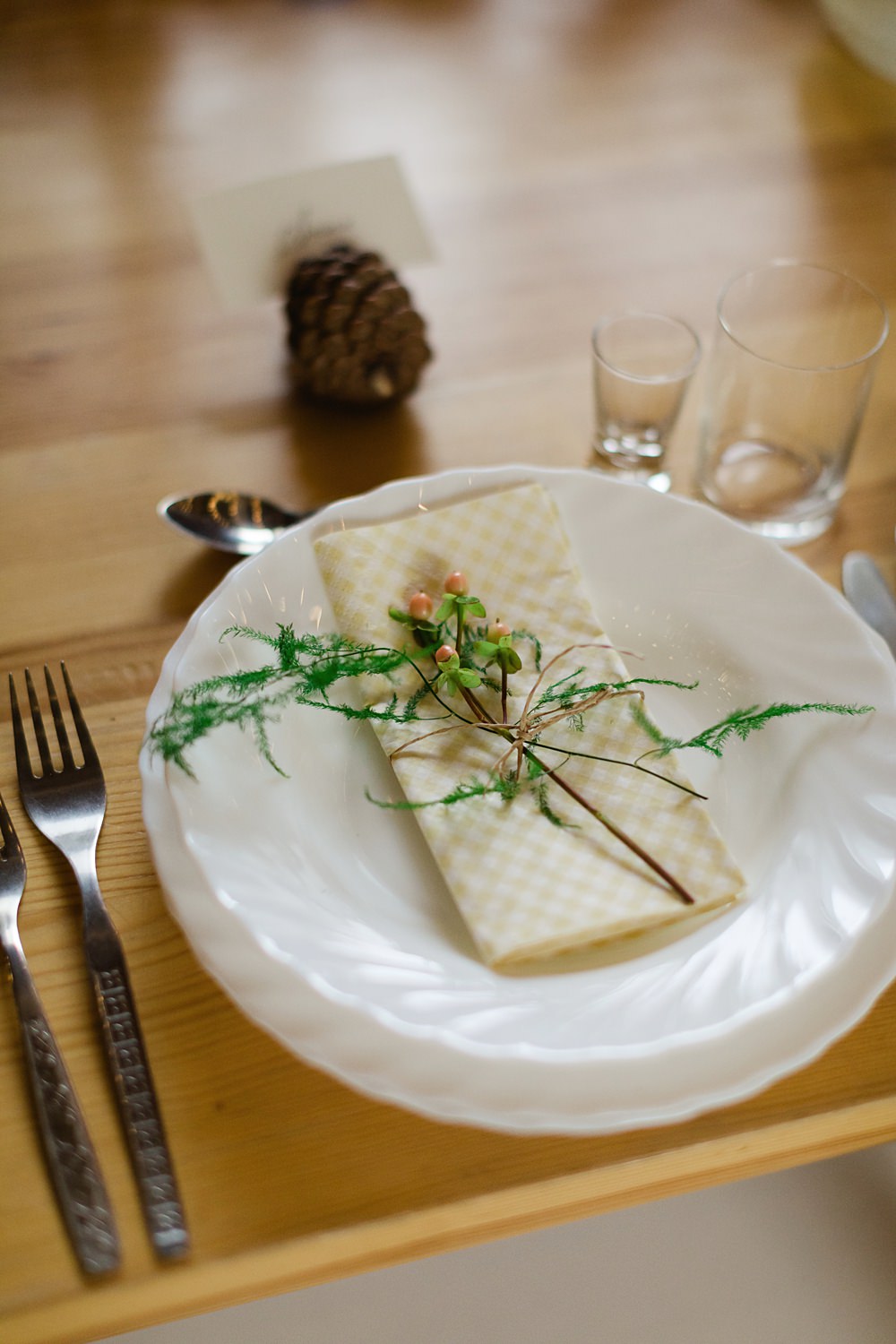 Place Setting Flower Napkin Poland Barn Wedding Matt and Lena Photography