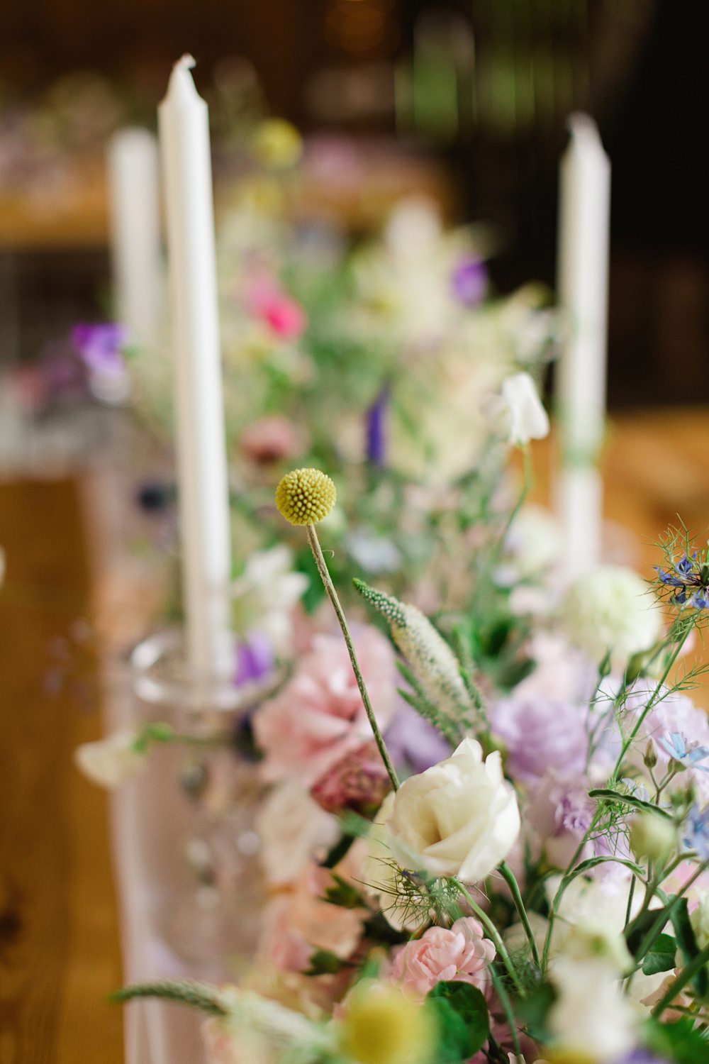 Flower Centrepiece Decor Candles Poland Barn Wedding Matt and Lena Photography