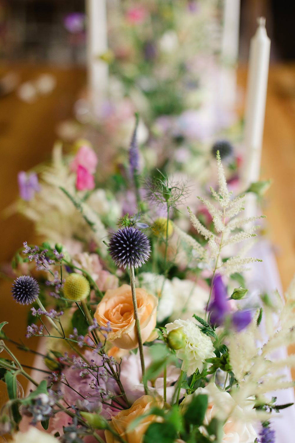 Flower Centrepiece Decor Candles Poland Barn Wedding Matt and Lena Photography