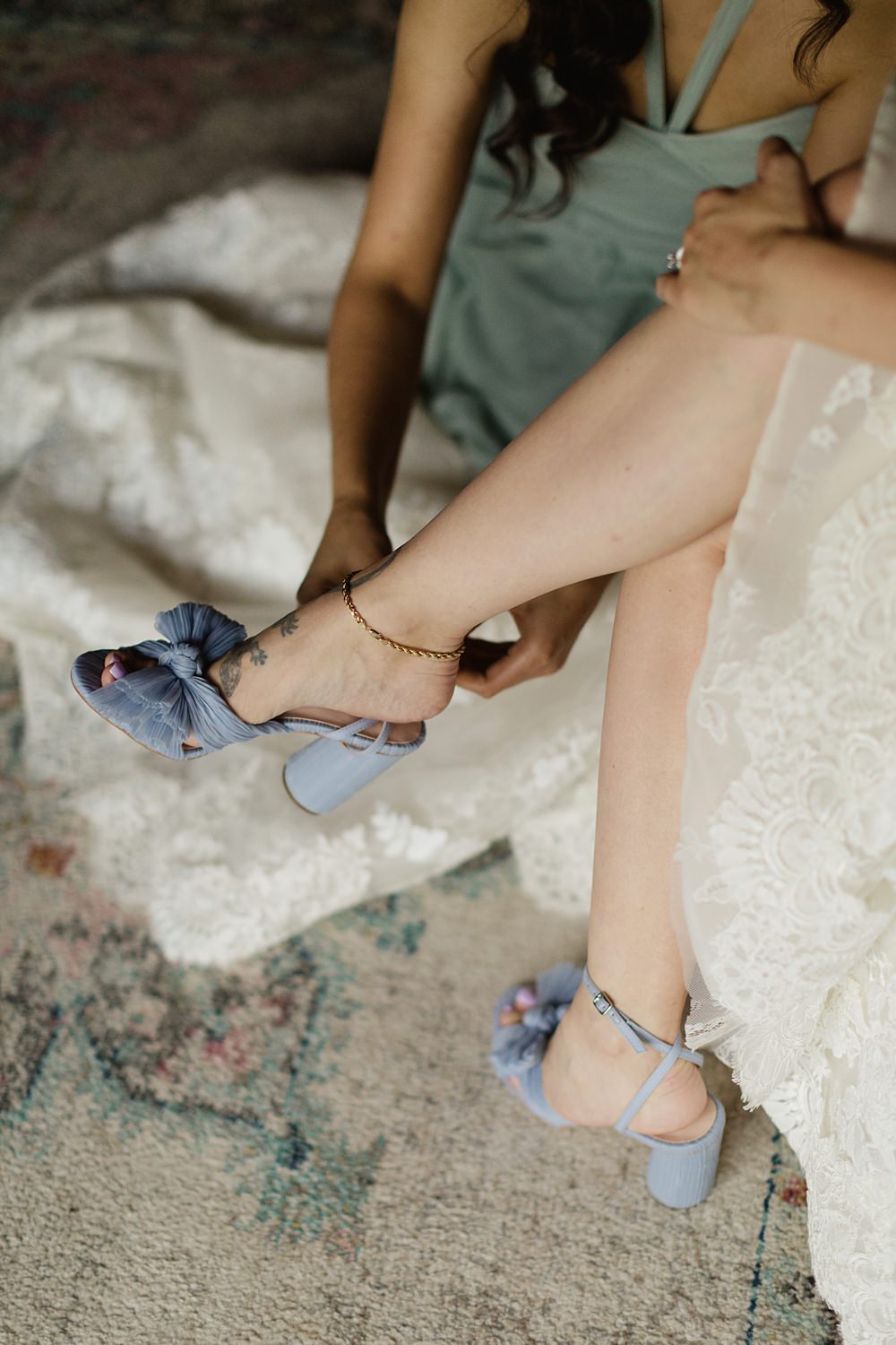 Blue Bow Shoes Bride Loeffler Randall Poland Barn Wedding Matt and Lena Photography