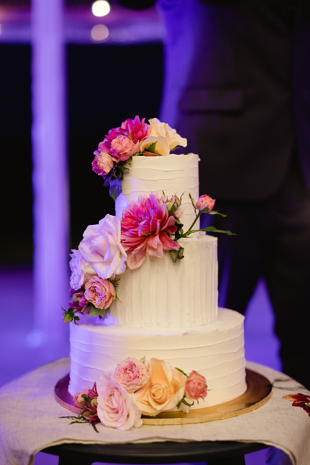 3 Tier Iced Cake Flowers Poland Barn Wedding Matt and Lena Photography