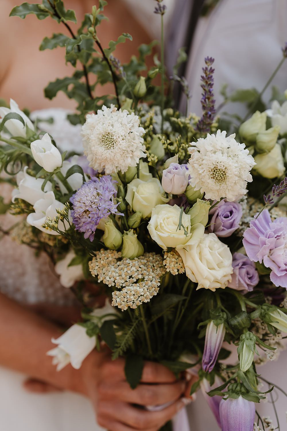 Bouquet Flowers Bride White Lilac Lisianthus Scabiosa Olive Shotesham Park Wedding By Emma Olivia Photography