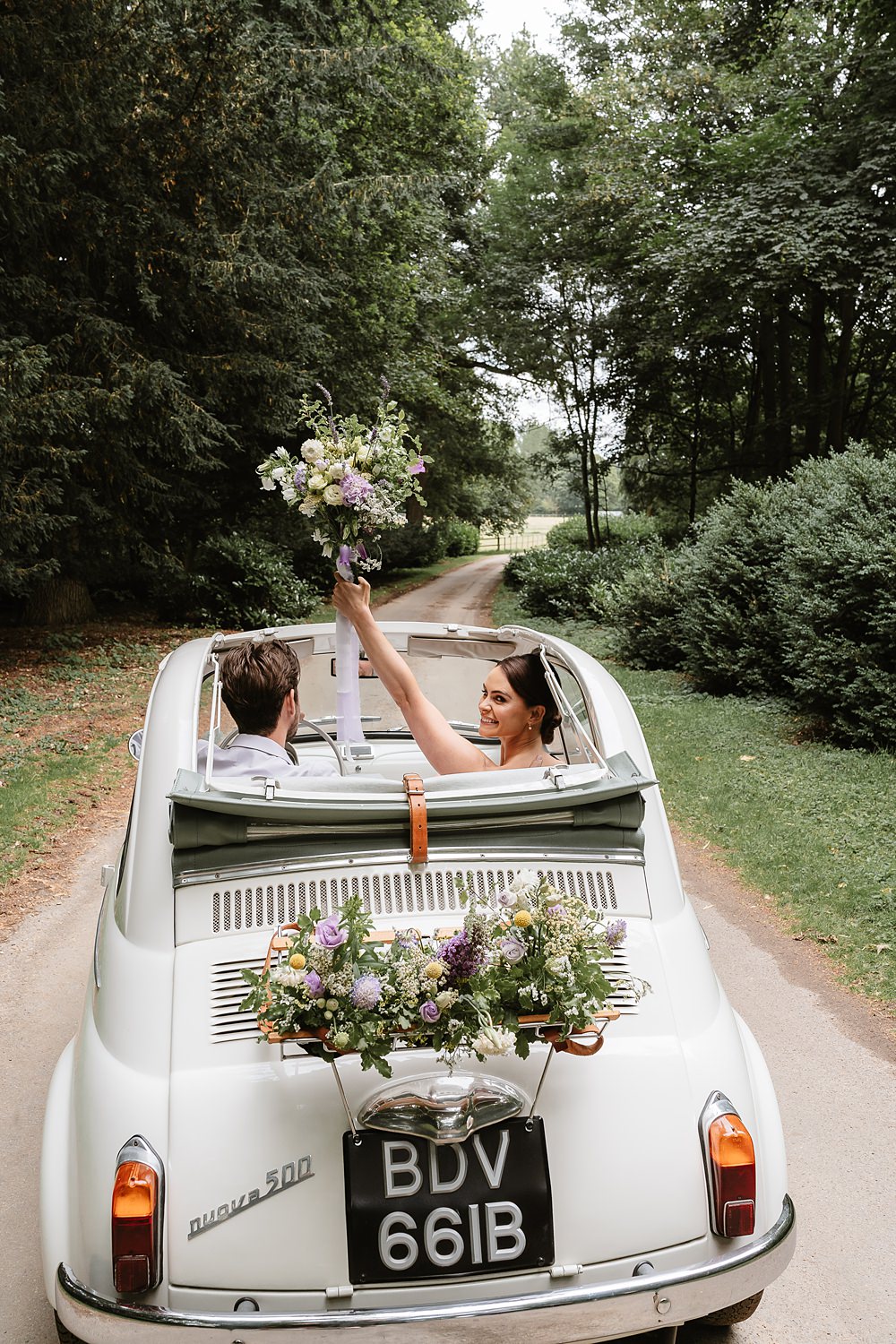 Fiat 500 Car Transport Shotesham Park Wedding By Emma Olivia Photography
