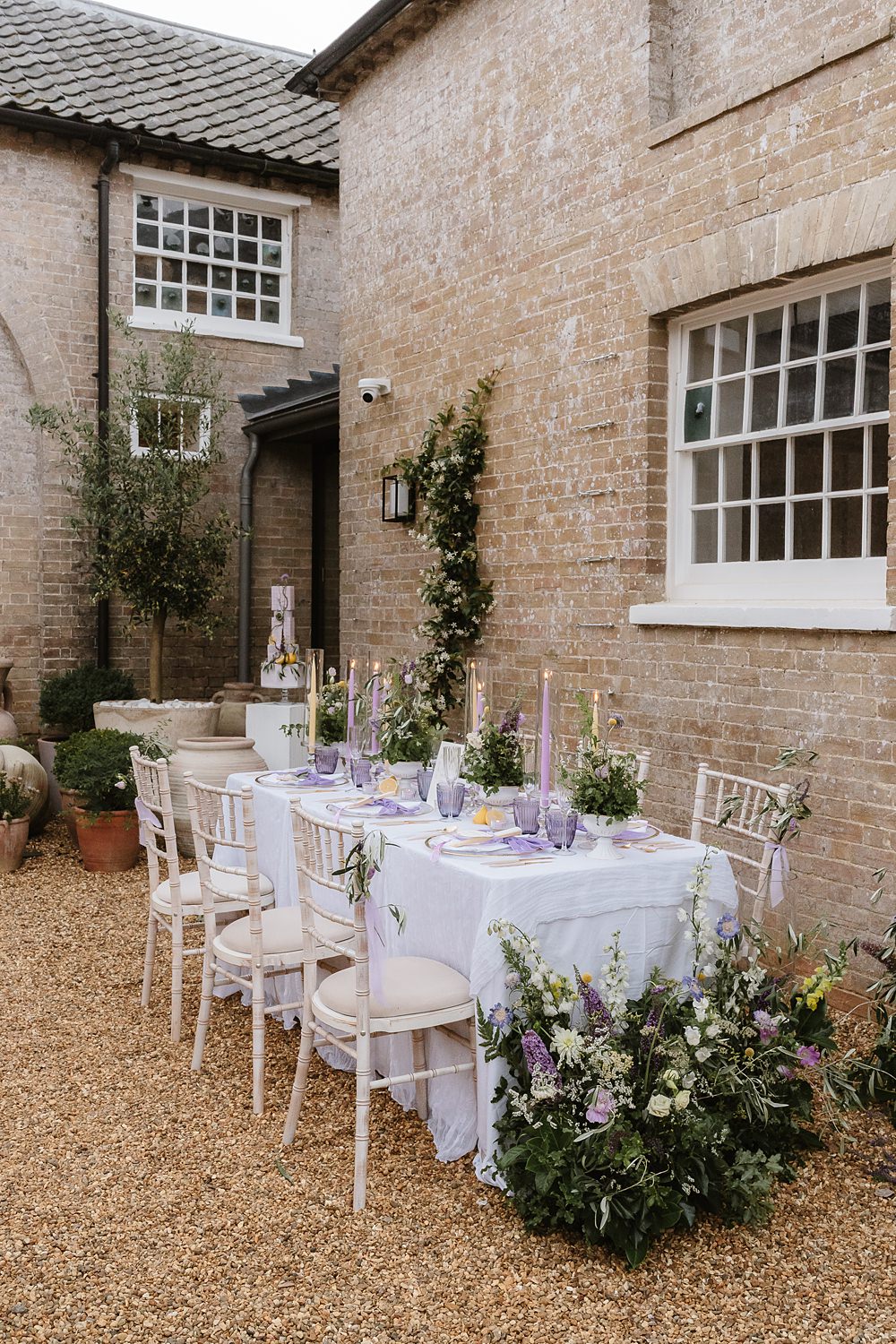 Table Decor Lilac Yellow Candles Flowers Shotesham Park Wedding By Emma Olivia Photography