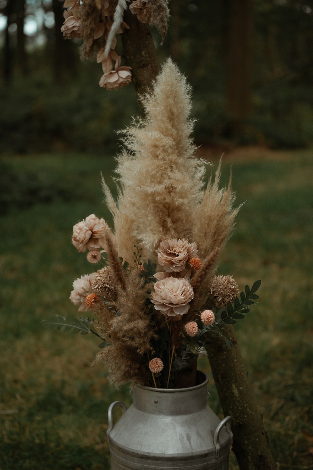 Pampas Grass Rose Flowers Ceremony Swallows Nest Barn Wedding Rebel Love Club