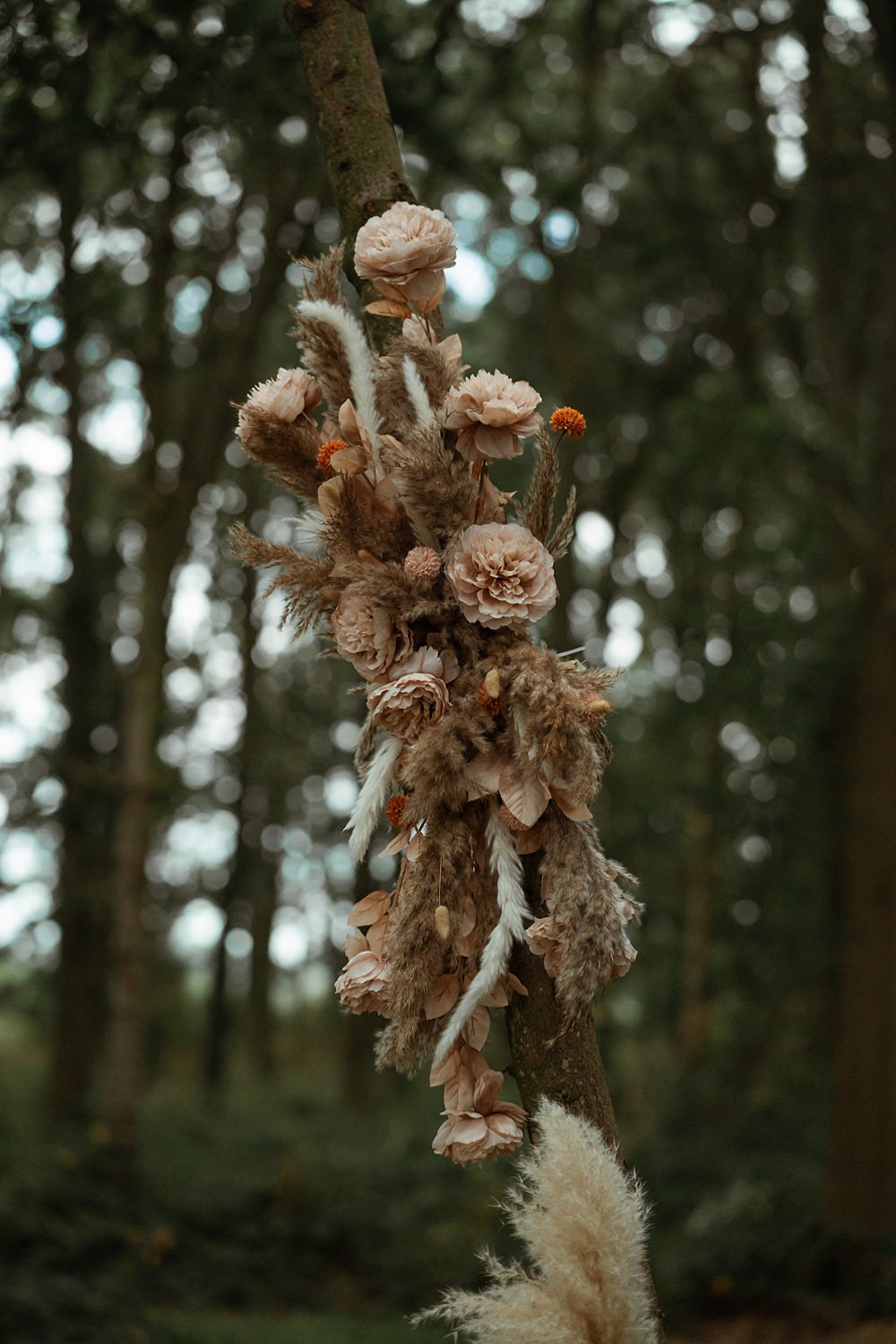Pampas Grass Rose Flowers Ceremony Swallows Nest Barn Wedding Rebel Love Club