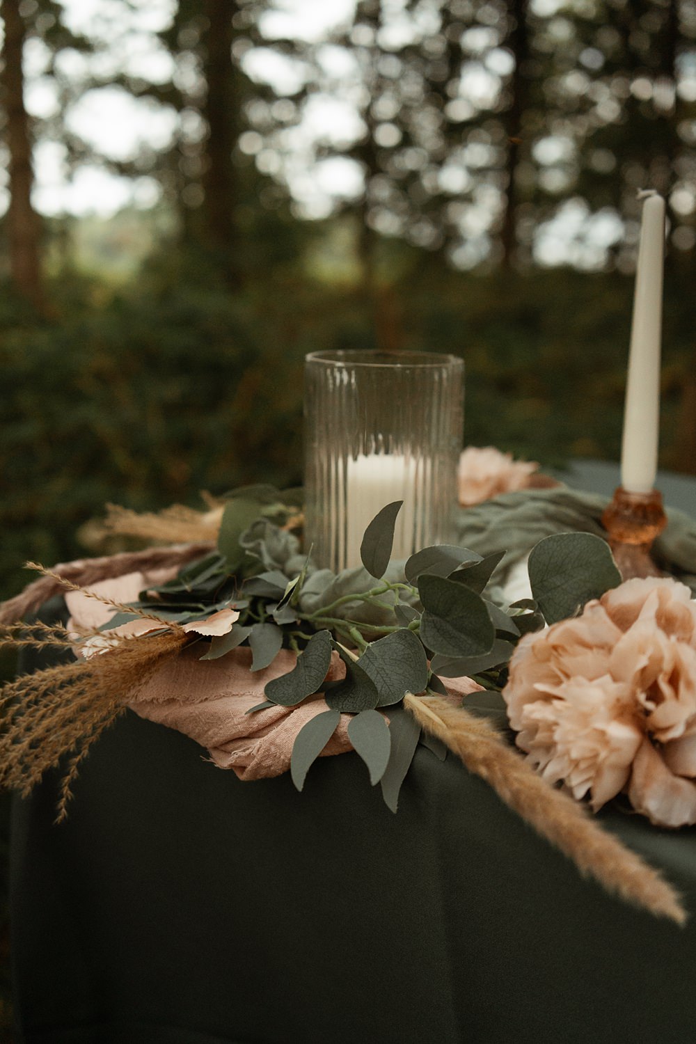 Ceremony Table Candle Greenery Swallows Nest Barn Wedding Rebel Love Club
