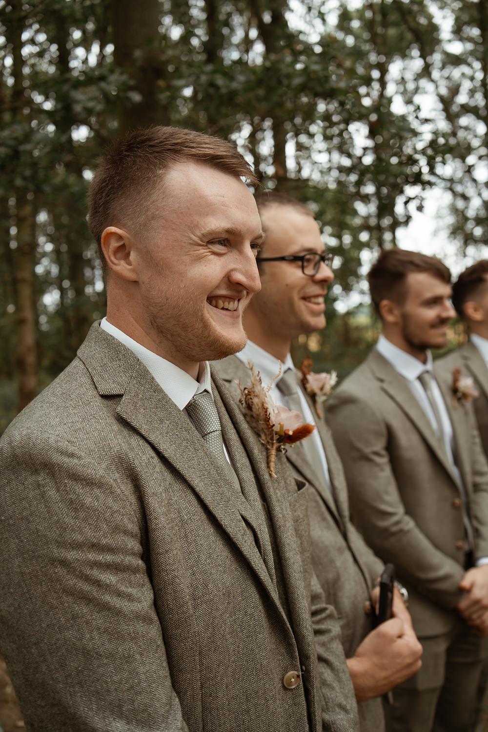Groom Groomsmen Suit Sage Green Tweed Swallows Nest Barn Wedding Rebel Love Club