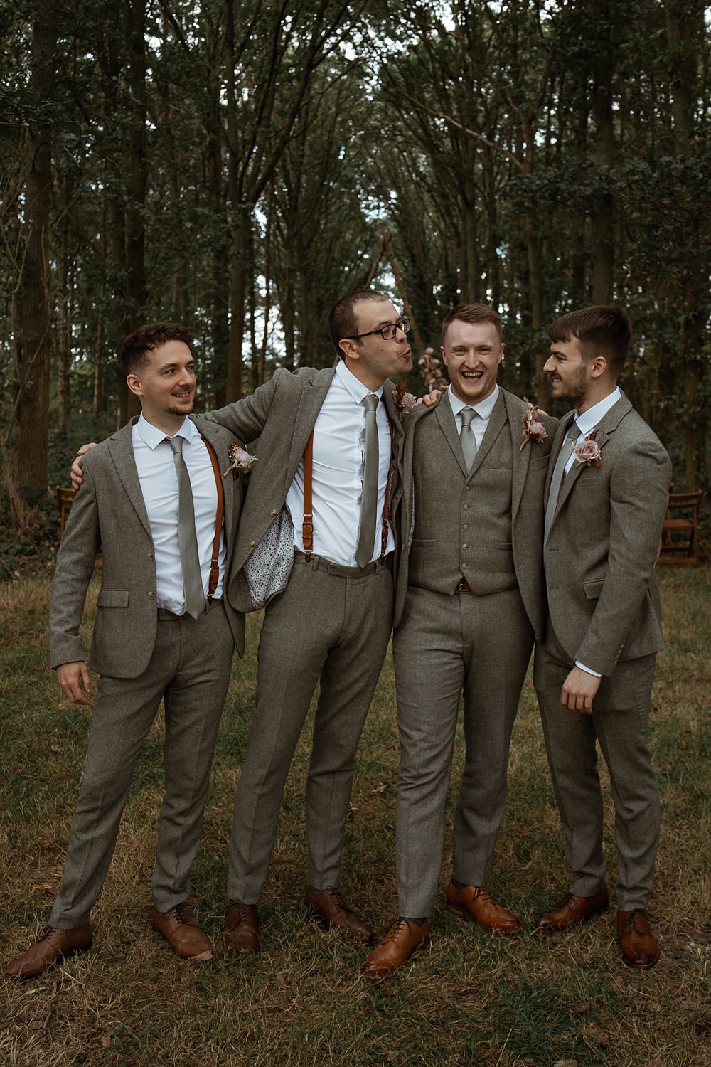 Swallows Nest Barn Wedding Rebel Love Club Groom Groomsmen Suit Sage Green Tweed