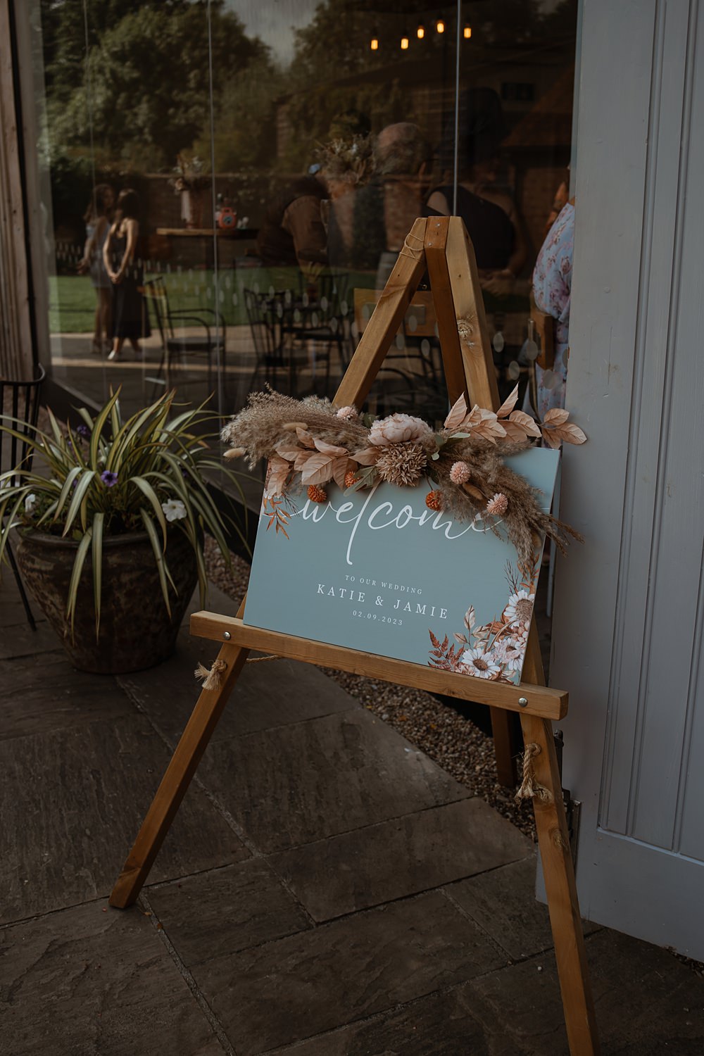 Welcome Sign Easel Pink Green Swallows Nest Barn Wedding Rebel Love Club