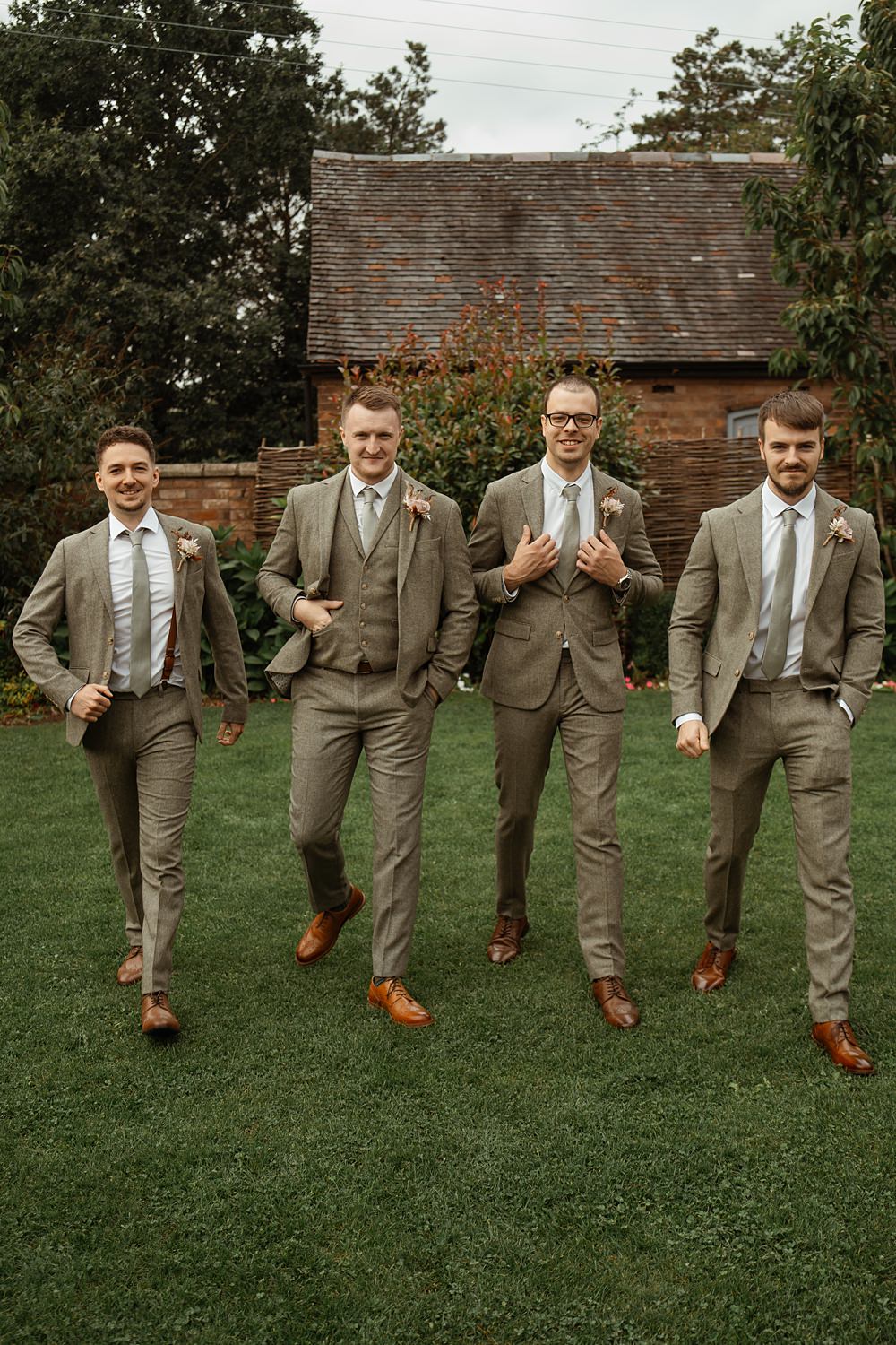 Groom Groomsmen Suit Sage Green Tweed Swallows Nest Barn Wedding Rebel Love Club