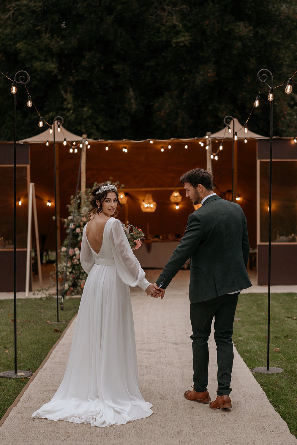 Stretch Tent Reception Festoon Lights Decor Walled Garden Helperby Wedding Natalie Hamilton Photography