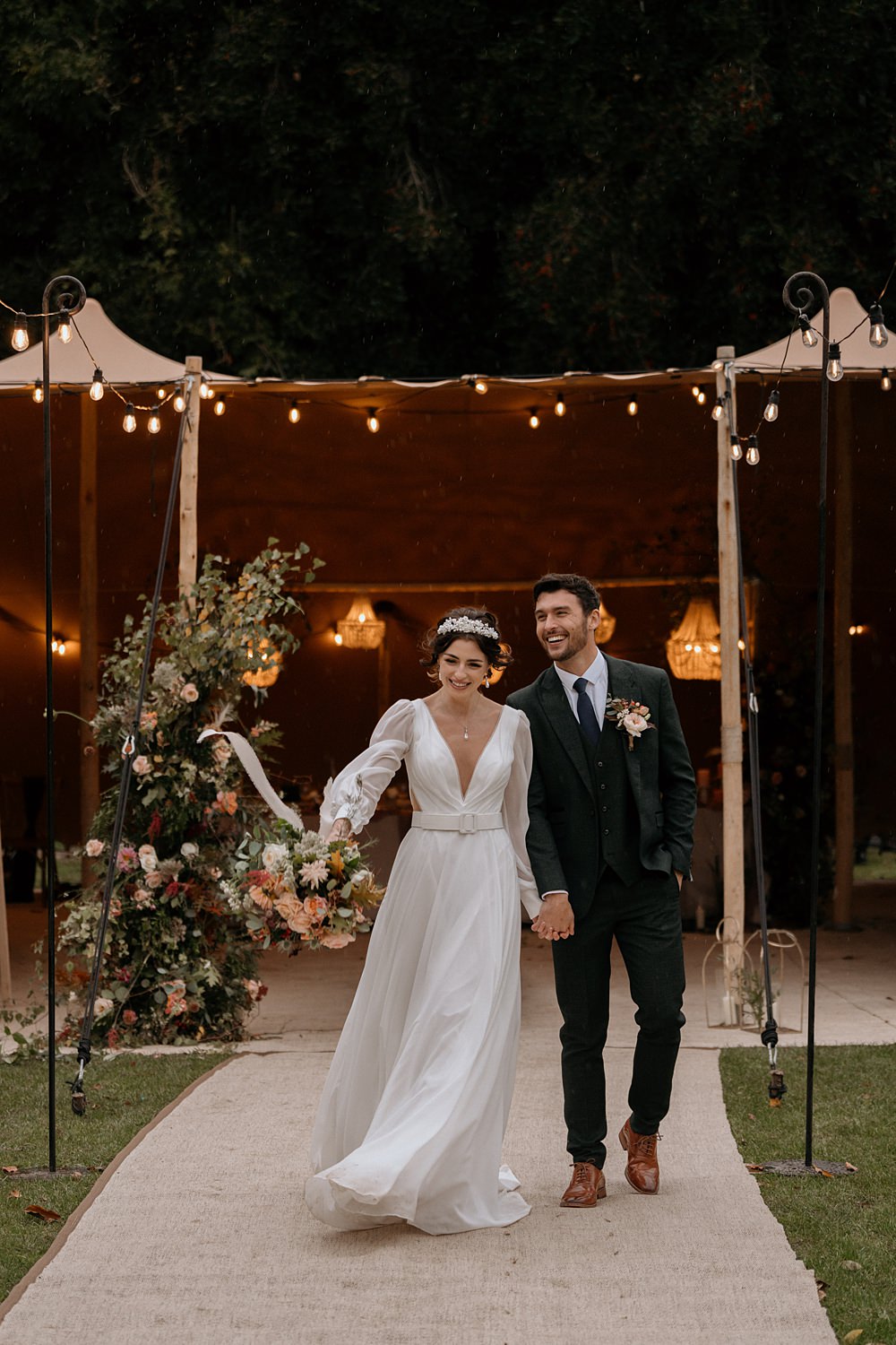 Stretch Tent Reception Festoon Lights Decor Walled Garden Helperby Wedding Natalie Hamilton Photography