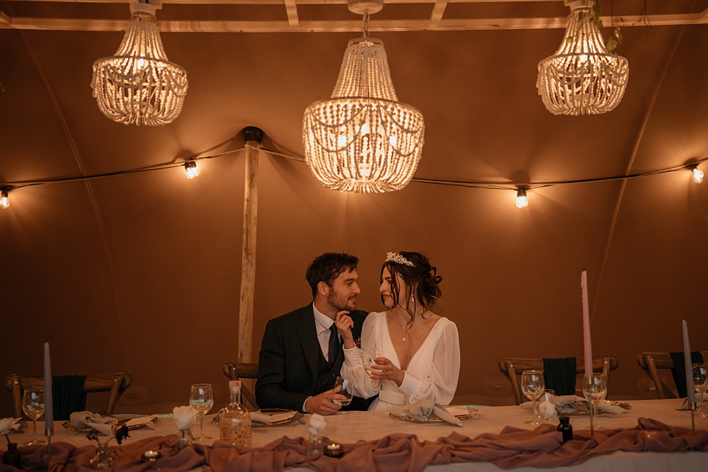 Reception Table Lights Chandeliers Decor Candles Pink Runner Walled Garden Helperby Wedding Natalie Hamilton Photography