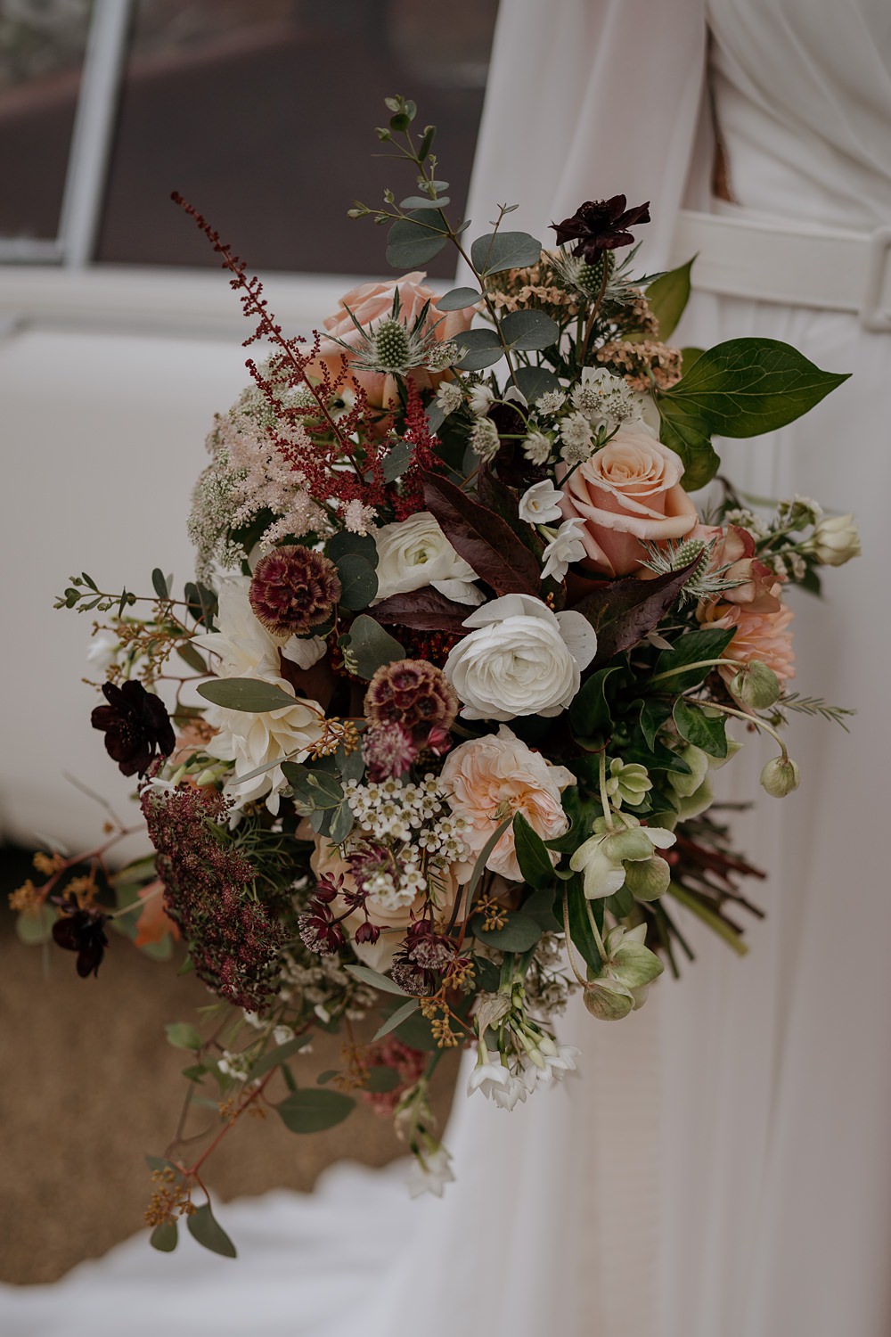 Bridal Bouquet Flowers Brown Peach Cream Walled Garden Helperby Wedding Natalie Hamilton Photography