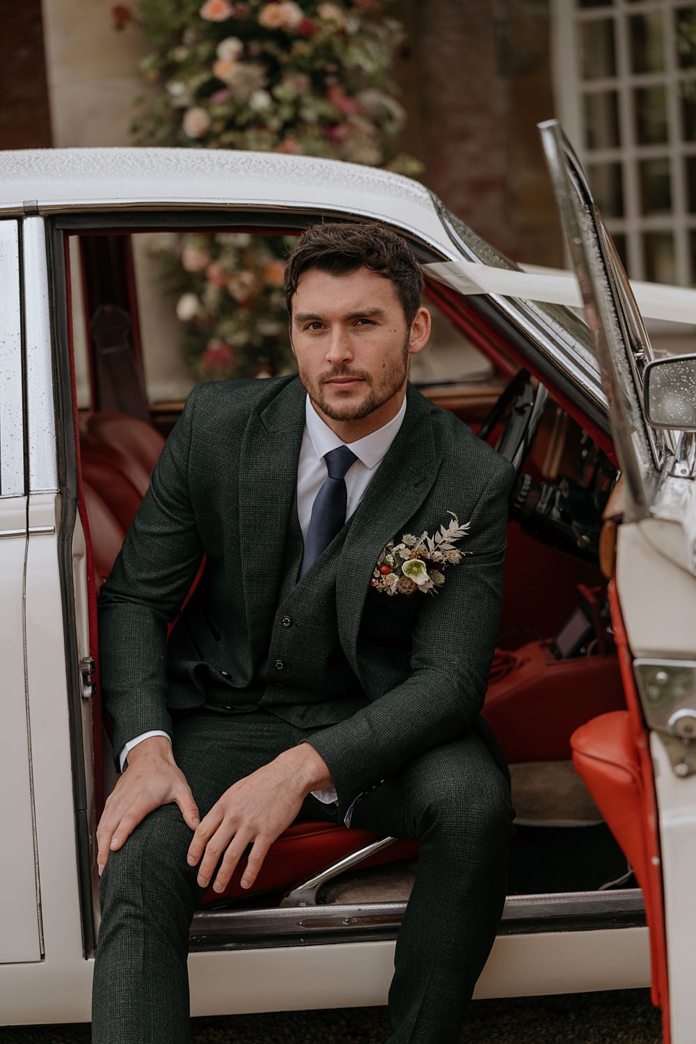 Groom Suit Tie Navy Walled Garden Helperby Wedding Natalie Hamilton Photography