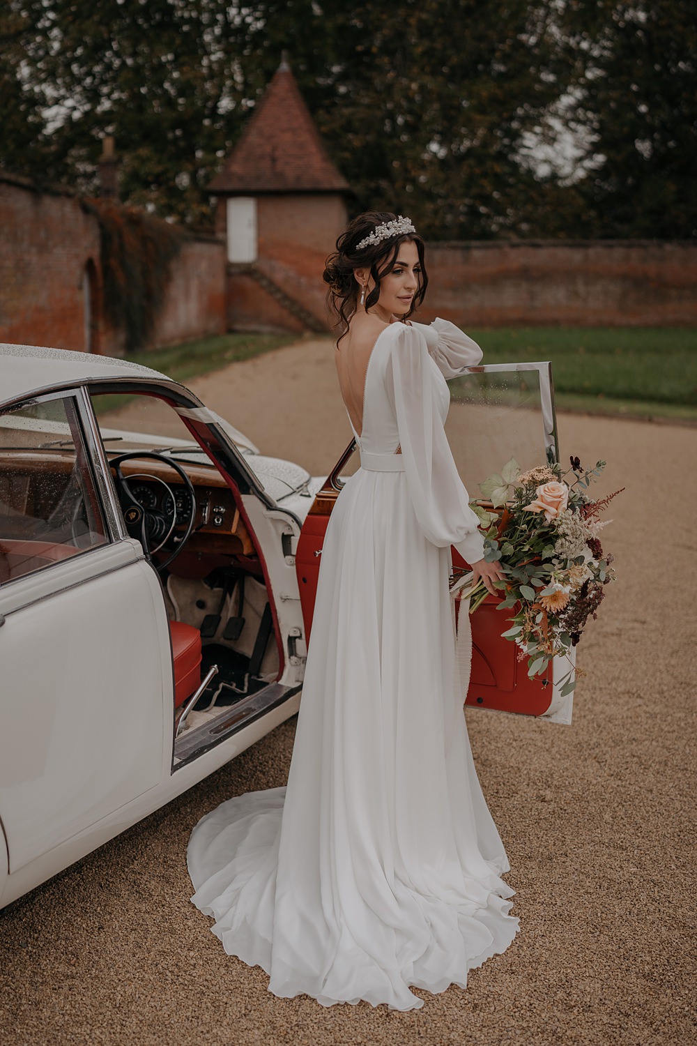 Long Sleeve Bride Gown Tulle Belt Walled Garden Helperby Wedding Natalie Hamilton Photography