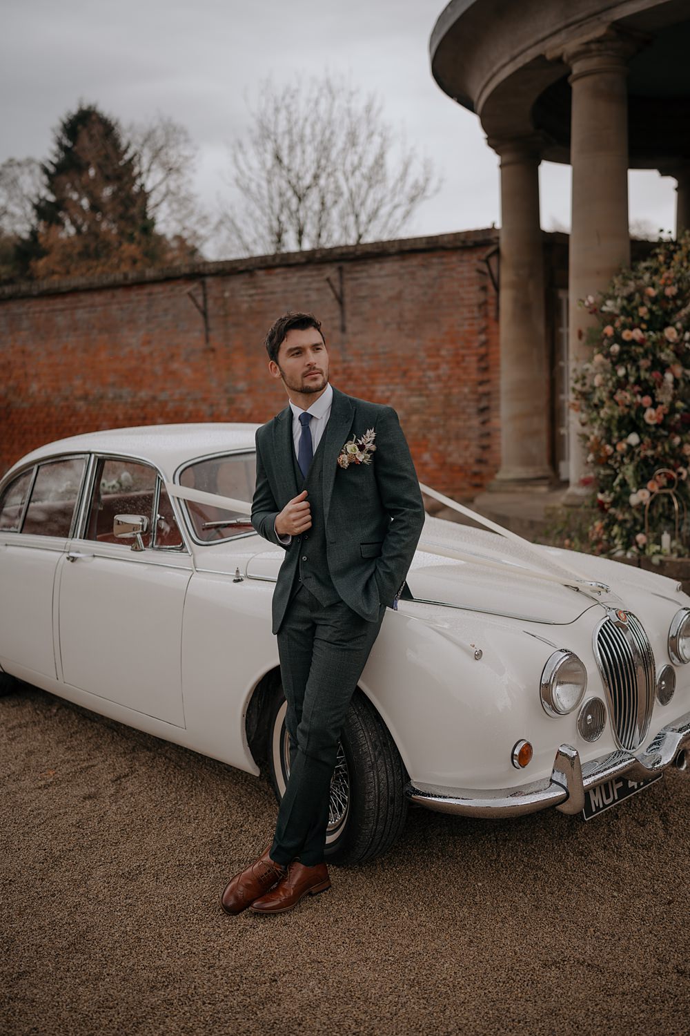 Groom Suit Tie Navy Walled Garden Helperby Wedding Natalie Hamilton Photography