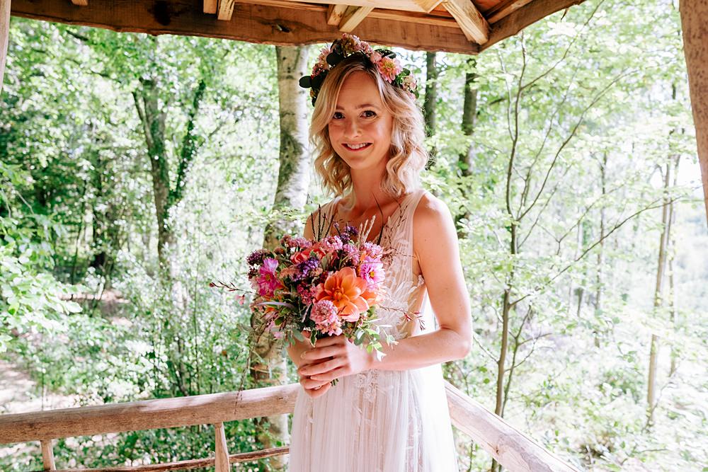 Hamlin Willowby by Watters Bride Gown Tulle Flower Crown Wilderness Wood Wedding Kerrie Wood Photography