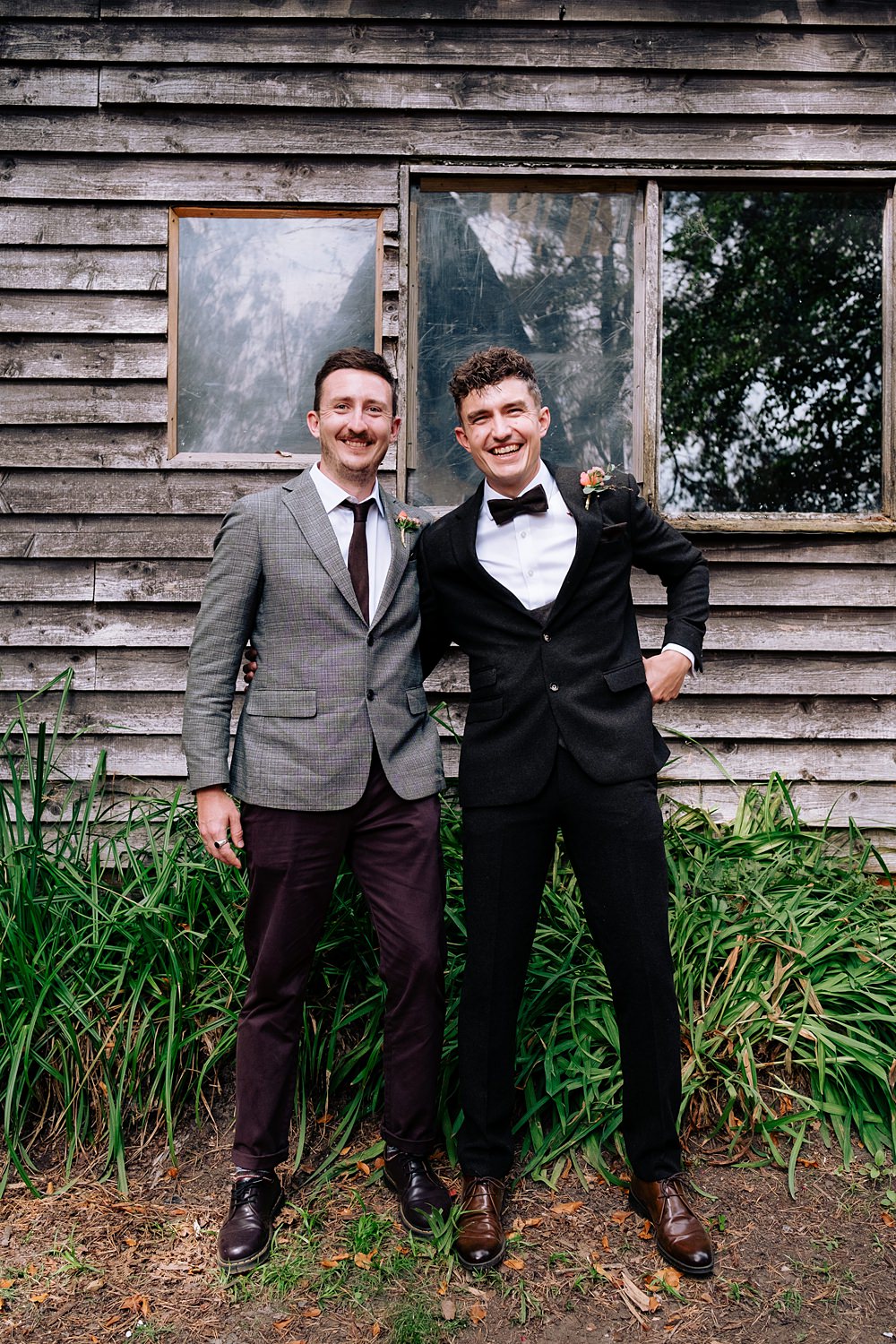 Black Suit Bow Tie Tuxedo Groom Groomsmen Wilderness Wood Wedding Kerrie Wood Photography