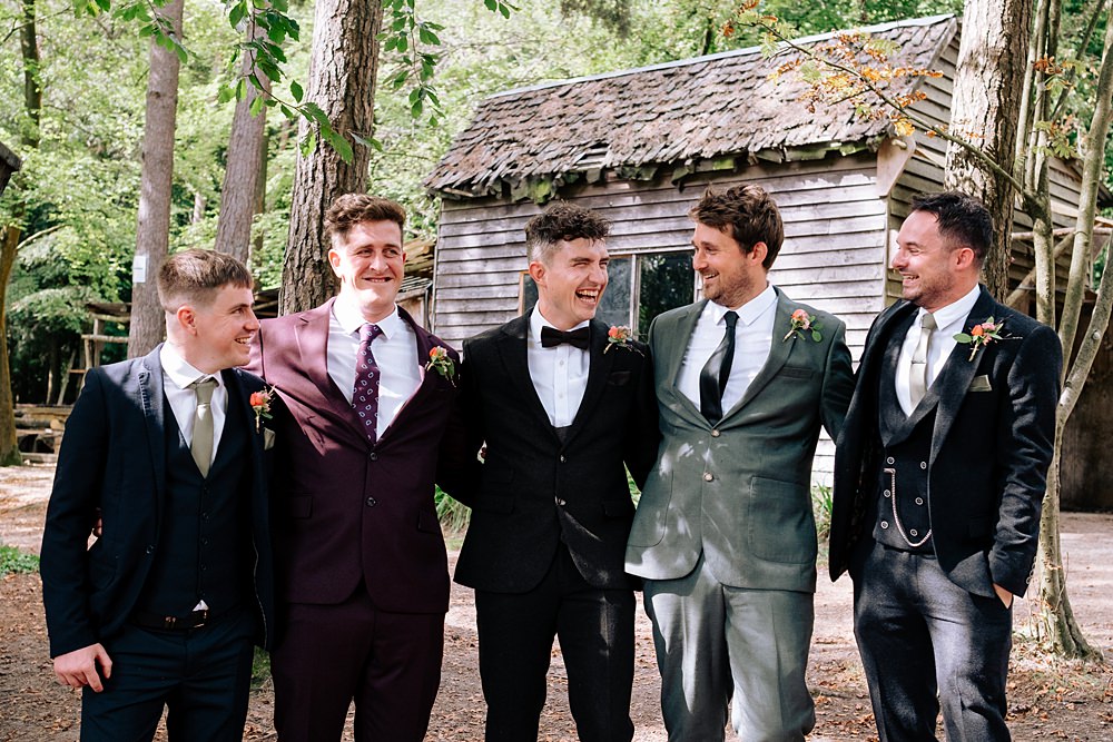Black Suit Bow Tie Tuxedo Groom Groomsmen Wilderness Wood Wedding Kerrie Wood Photography