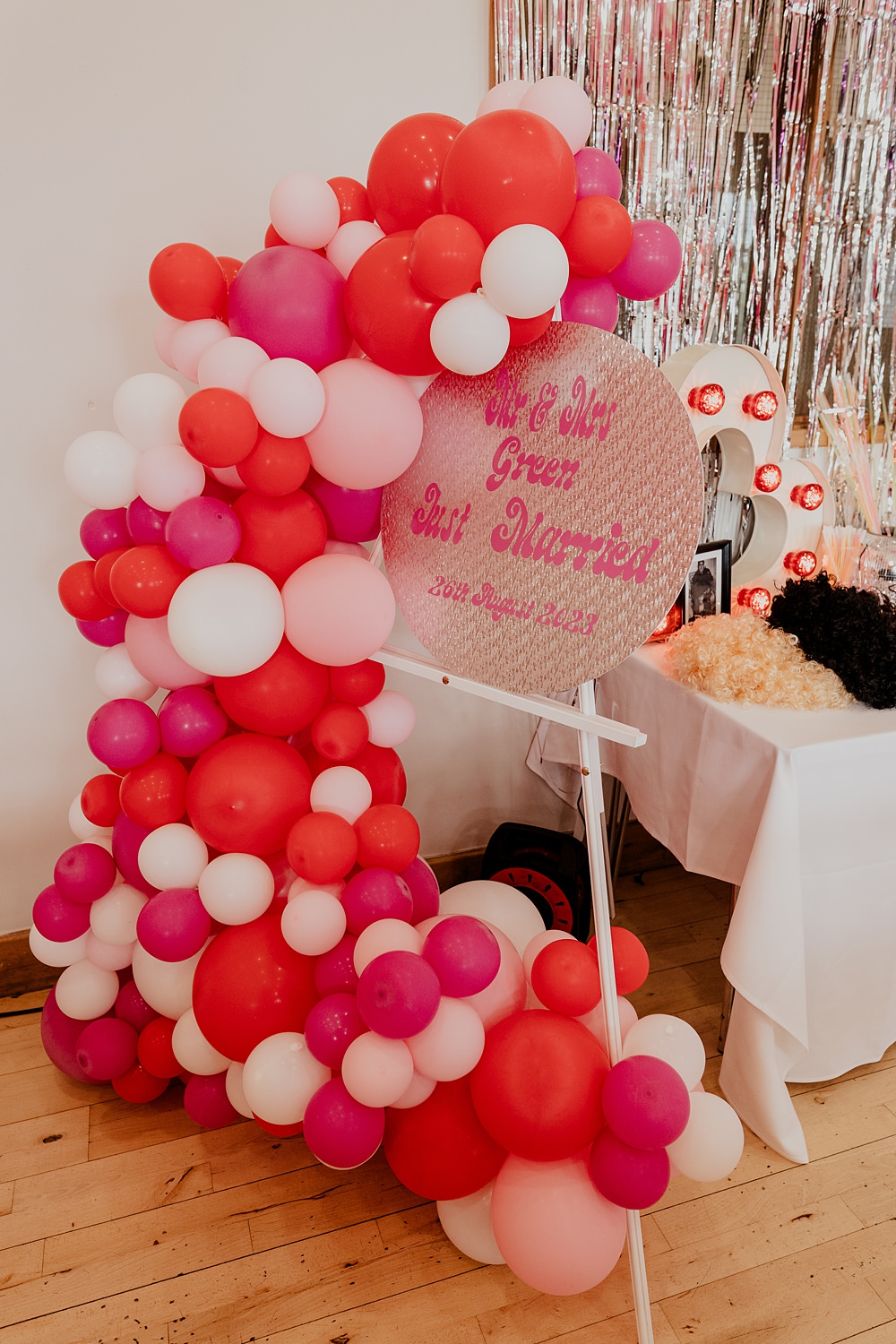 70s Disco Wedding Bubear Photography Welcome Sign Balloons