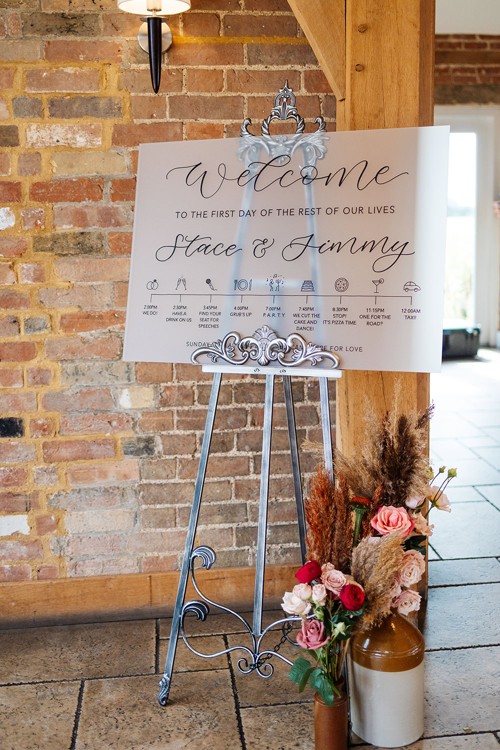 Bassmead Manor Barns Wedding Two-D Photography Acrylic Welcome Sign Easel