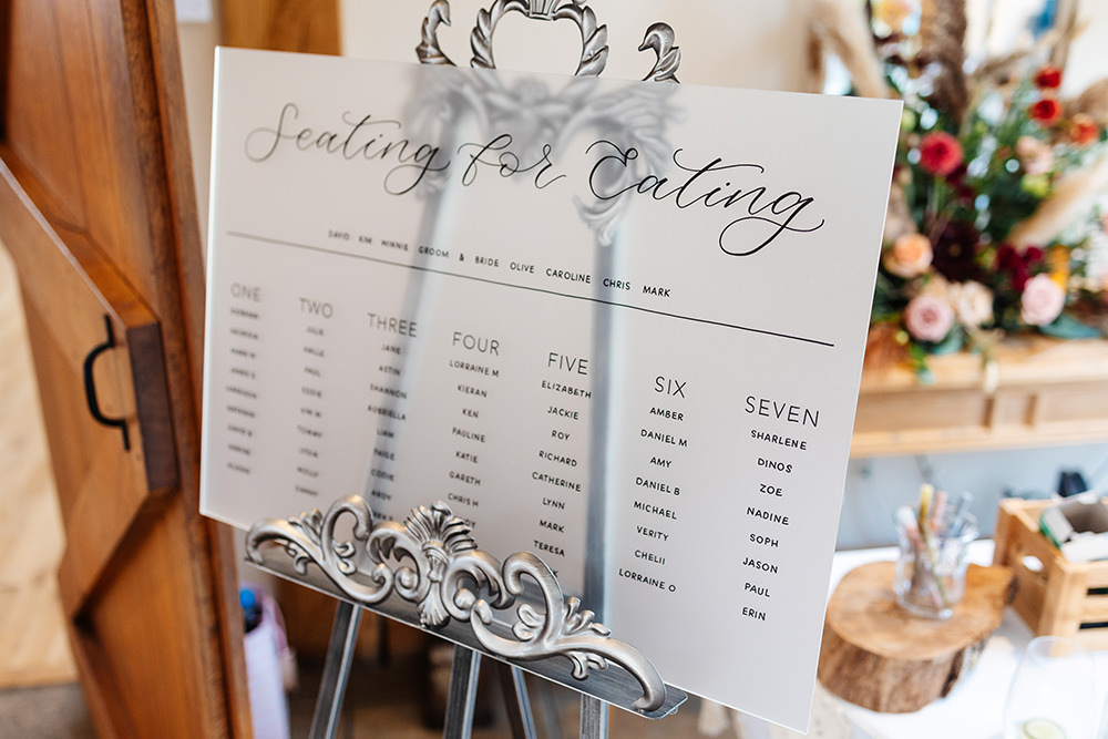 Bassmead Manor Barns Wedding Two-D Photography Acrylic Table Plan