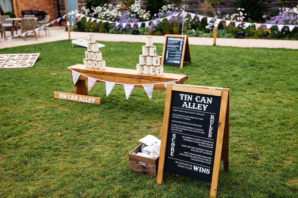Bassmead Manor Barns Wedding Two-D Photography Tin Can Alley Game