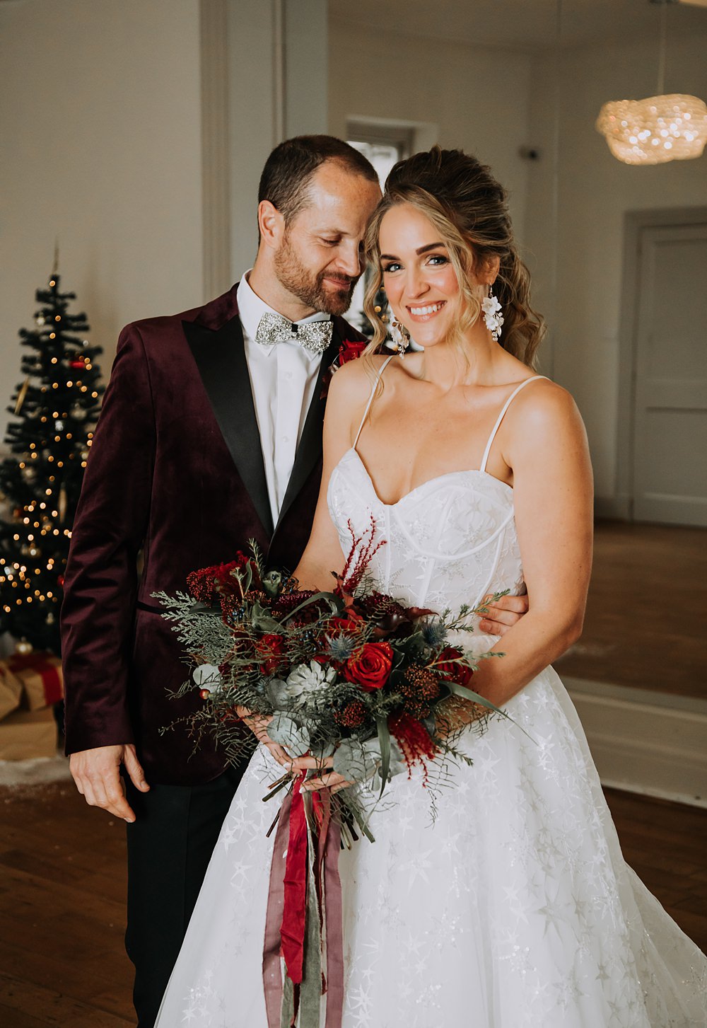 Burgundy Green Christmas Wedding Ideas Charly Mae Photography