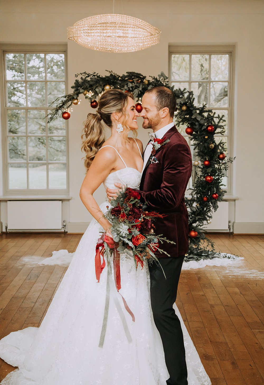Burgundy Green Christmas Wedding Ideas Charly Mae Photography