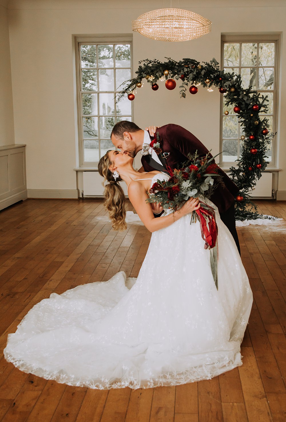 Burgundy Green Christmas Wedding Ideas Charly Mae Photography