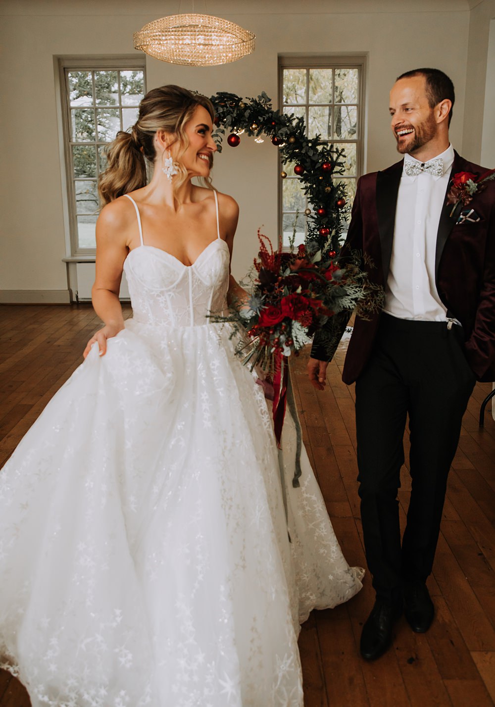 Burgundy Green Christmas Wedding Ideas Charly Mae Photography