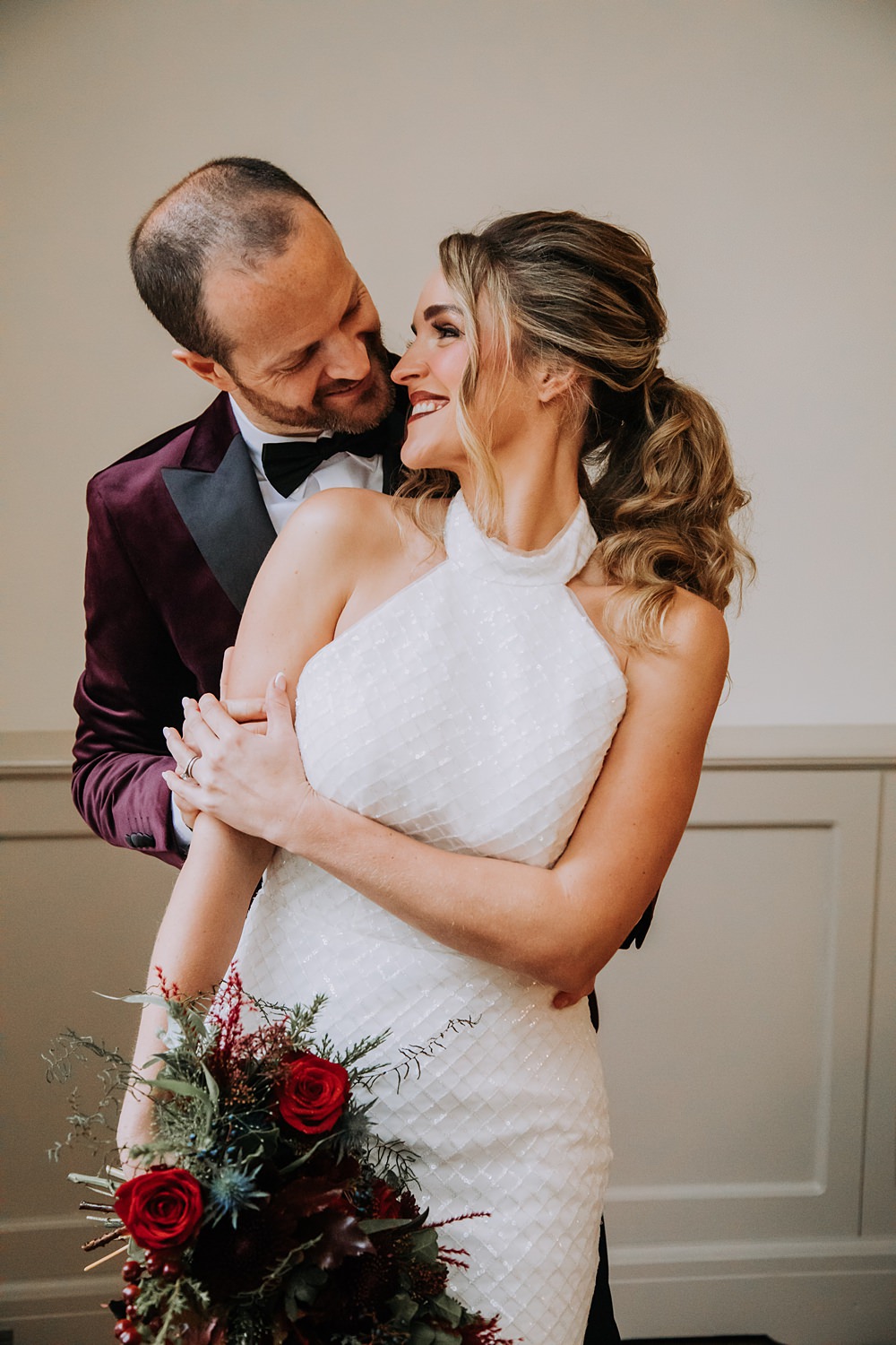 Burgundy Green Christmas Wedding Ideas Charly Mae Photography