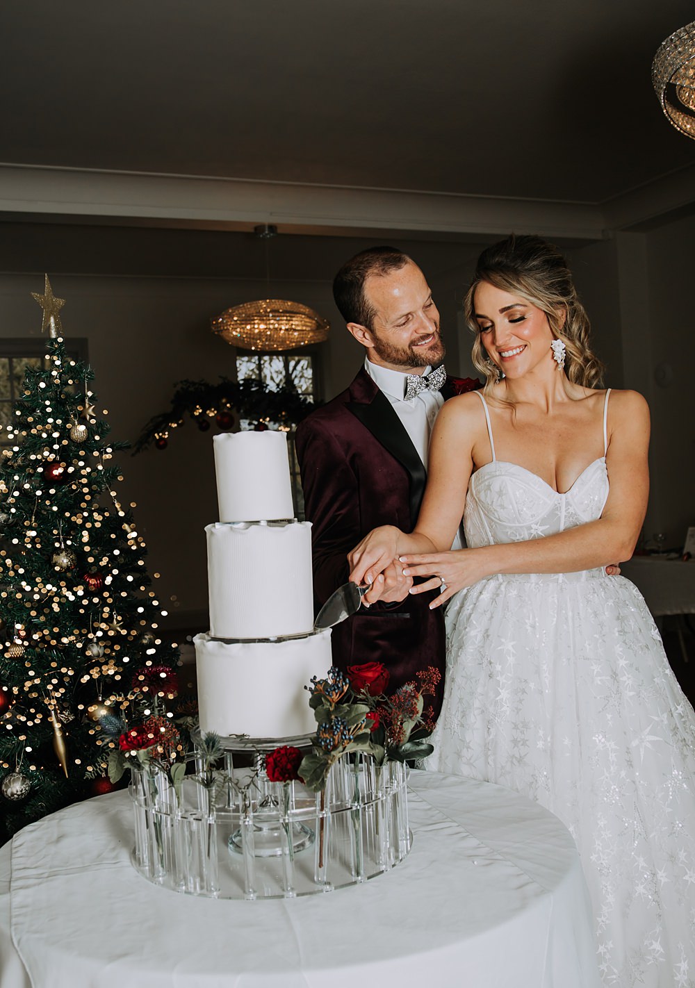 Burgundy Green Christmas Wedding Ideas Charly Mae Photography