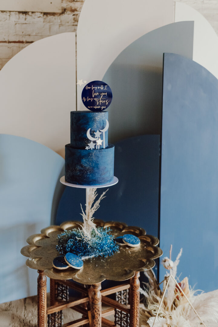 Celestial Moon Stars Wedding Cake Topper Gina Fernandes Photography