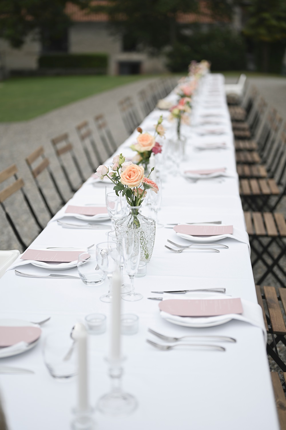 Chateau de Siradan Wedding Award Weddings Outdoor Long Table Flowers Decor