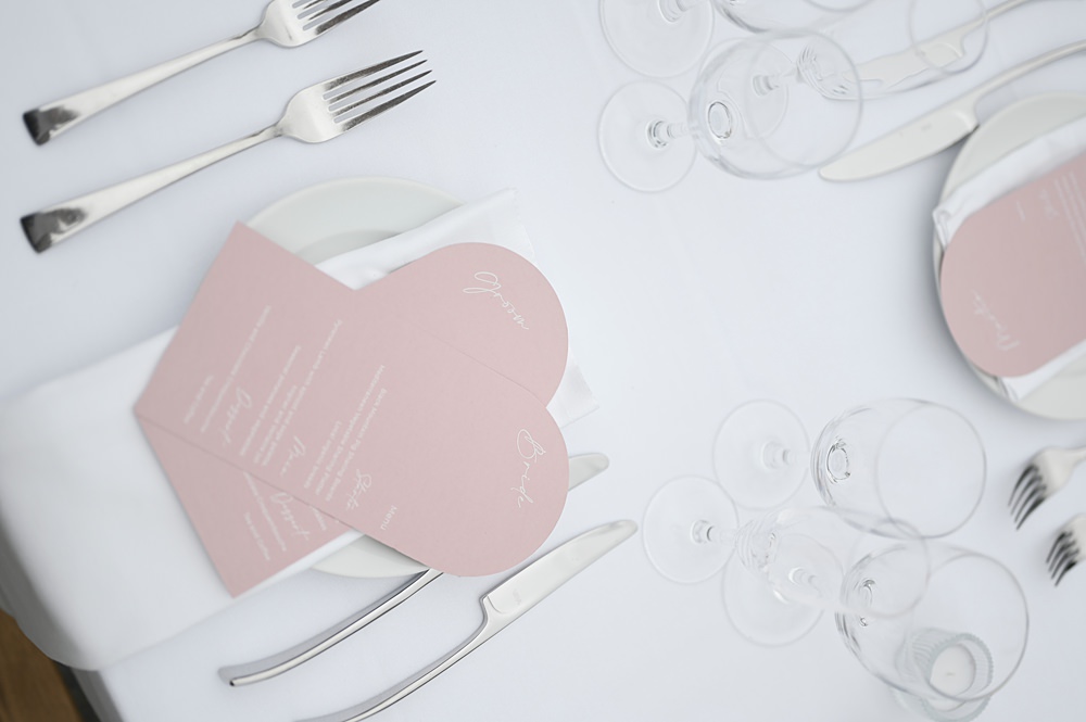Chateau de Siradan Wedding Award Weddings Pink Menu Card Curve