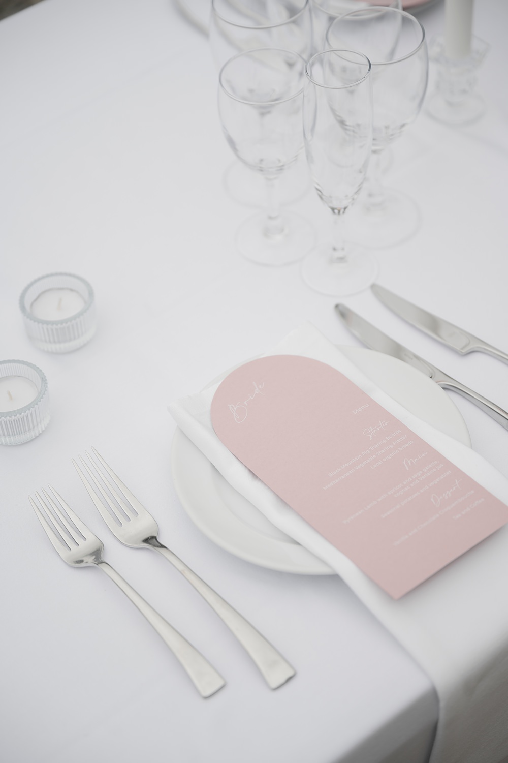 Chateau de Siradan Wedding Award Weddings Pink Menu Card Curve