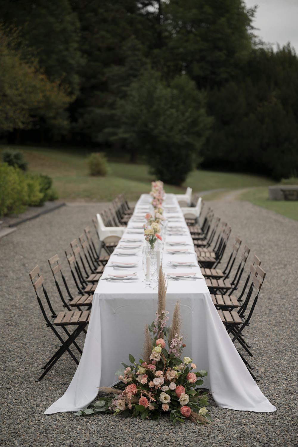Chateau de Siradan Wedding Award Weddings Outdoor Long Table Flowers Decor