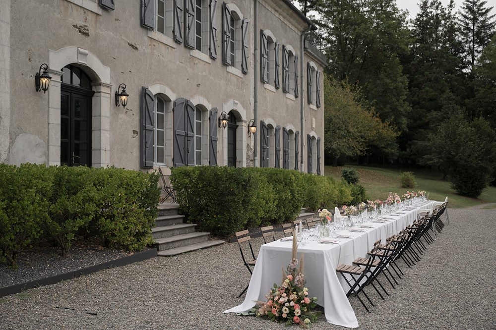 Chateau de Siradan Wedding Award Weddings Outdoor Long Table Flowers Decor
