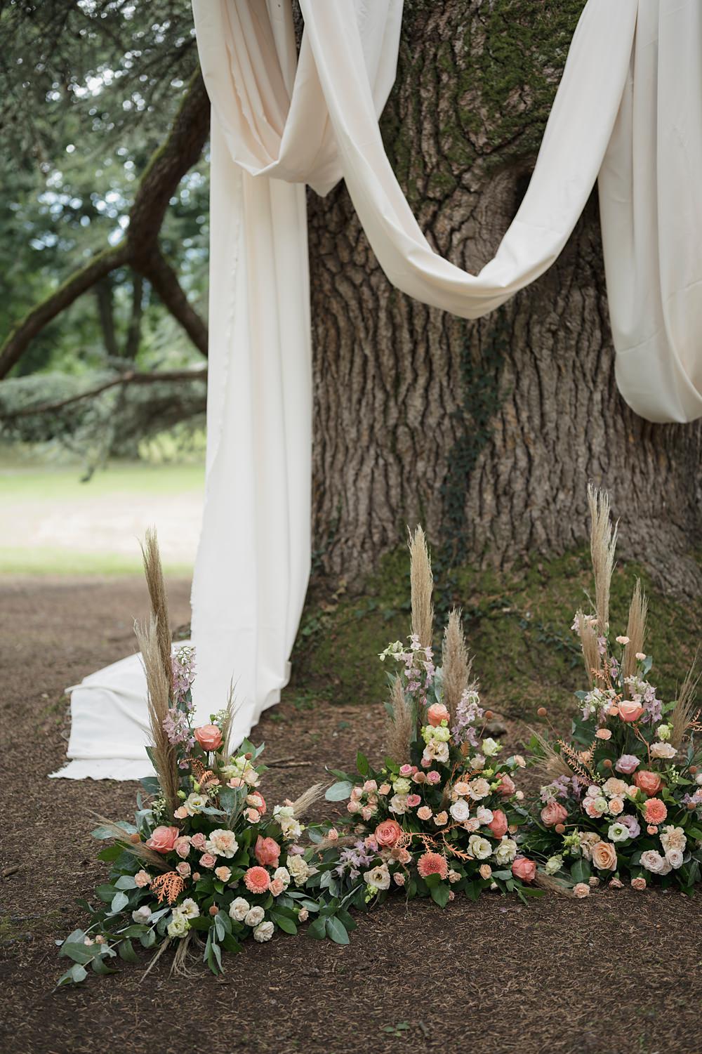 Chateau de Siradan Wedding Award Weddings Tree Ceremony Drapes Flowers Aisle
