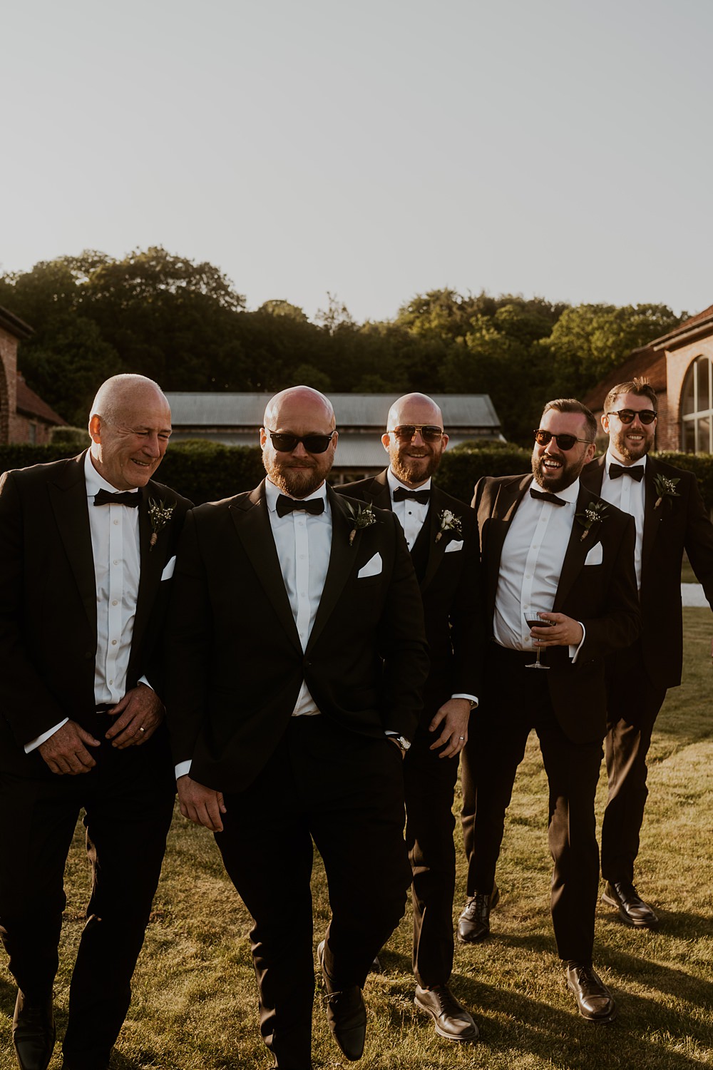 Classic Barn Wedding Firewood Film Groomsmen Groom Tuxedo Suits