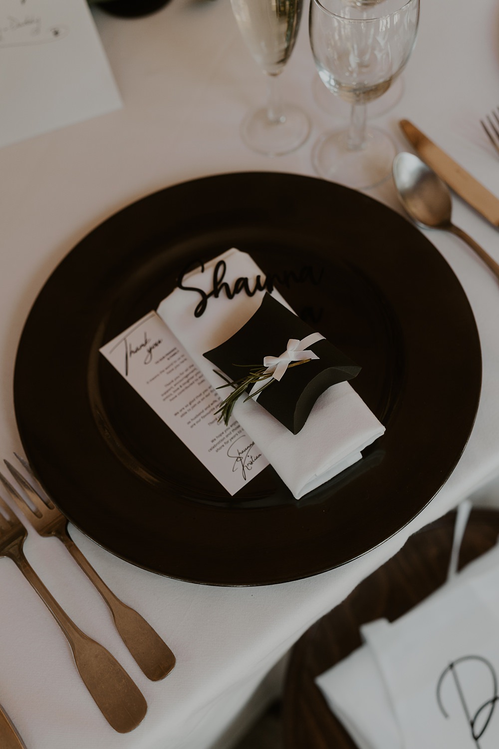 Place Setting Black White Laser Place Name Favour Box Classic Barn Wedding Firewood Film