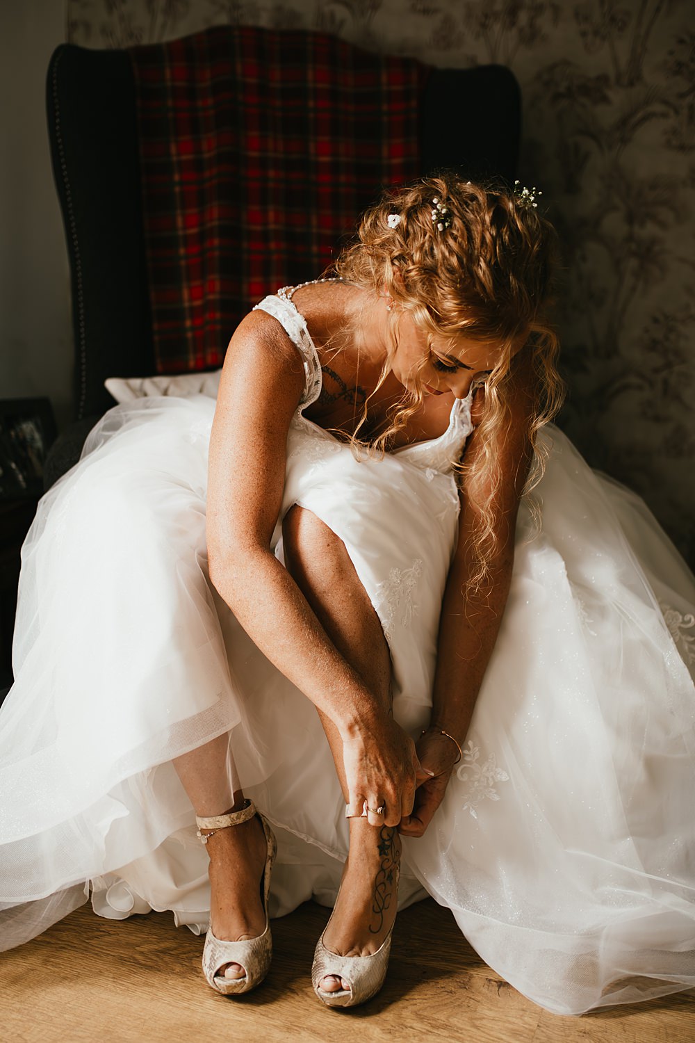 Farmer Barn Wedding DIY Rebecca Jones Photography Shoes Bride