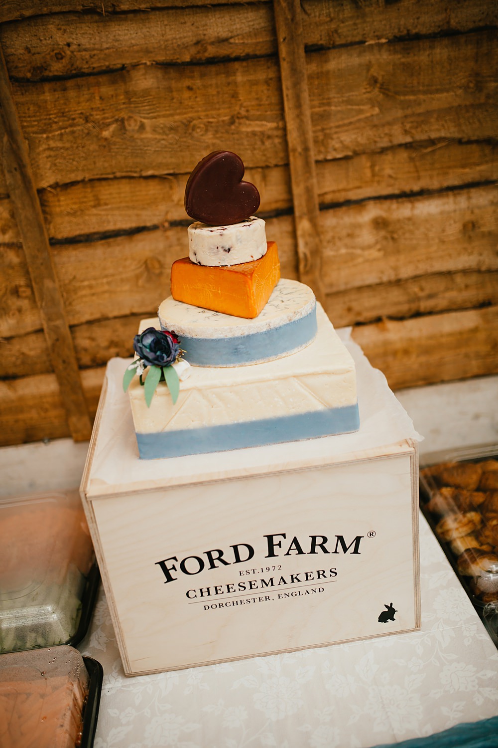 Farmer Barn Wedding DIY Rebecca Jones Photography Cheese Cake Tower