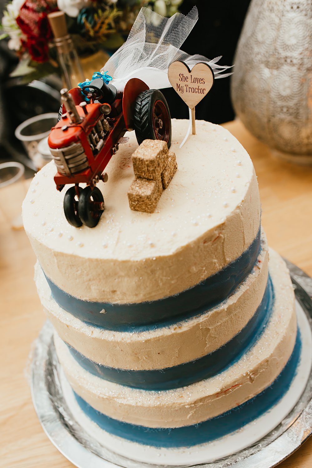 Farmer Barn Wedding DIY Rebecca Jones Photography Tractor Cake Topper
