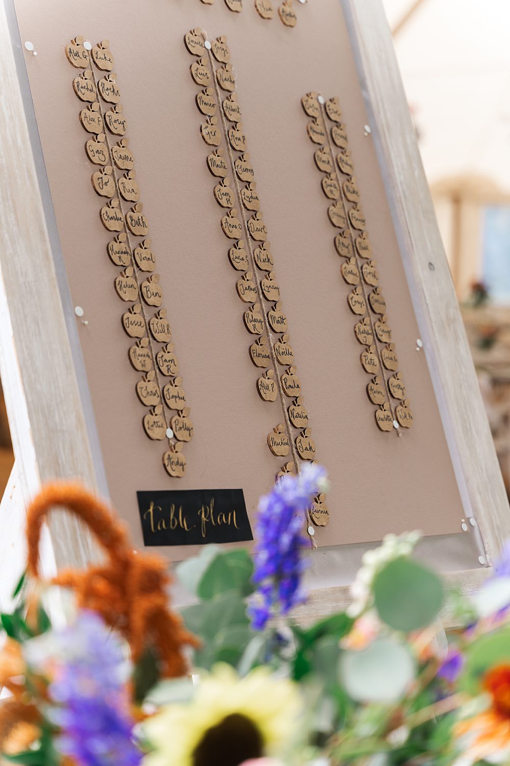 Orchard Wedding Just James Weddings Wooden Apple Frame Table Plan