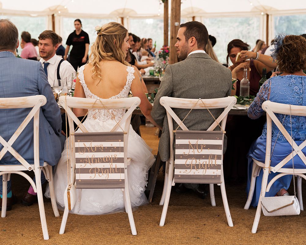 Orchard Wedding Just James Weddings Chairs Reception Bride Groom Signs