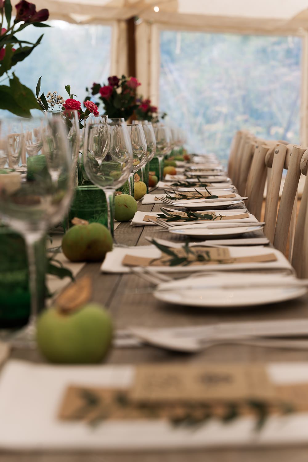 Orchard Wedding Just James Weddings Rustic Decor Table Apples Kraft Paper Stationery
